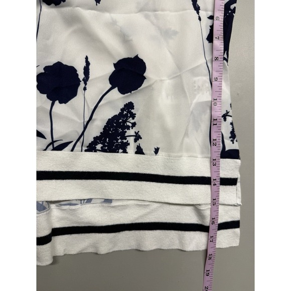 Ted Baker Miha Bluebell Floral Ribbed Trim Top. White. Sleeveless. Sz 2 - Picture 6 of 14